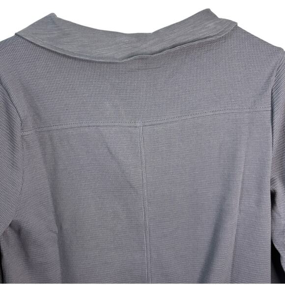 Soft Surroundings waffle tunic S waffle knit henley pockets slate gray - Picture 4 of 8